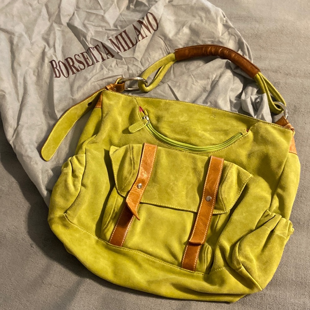 SALE MUST GO Borsetta Milano Green Leather Suede Bag